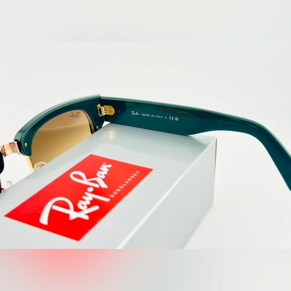 Ray-Ban Mega Clubmaster Sunglasses RB0316-S Polished Green and Gold Frame UNISEX